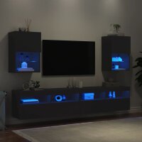 vidaXL TV-Schr&auml;nke mit LED-Leuchten 2 Stk. Schwarz 40,5x30x60 cm