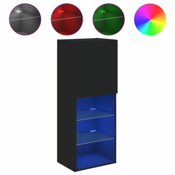 vidaXL TV-Schrank mit LED-Leuchten Schwarz 40,5x30x102 cm