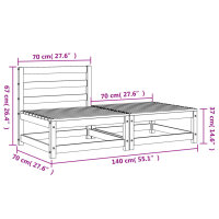 vidaXL Gartensofa ohne Armlehnen mit Fu&szlig;hocker Massivholz Kiefer