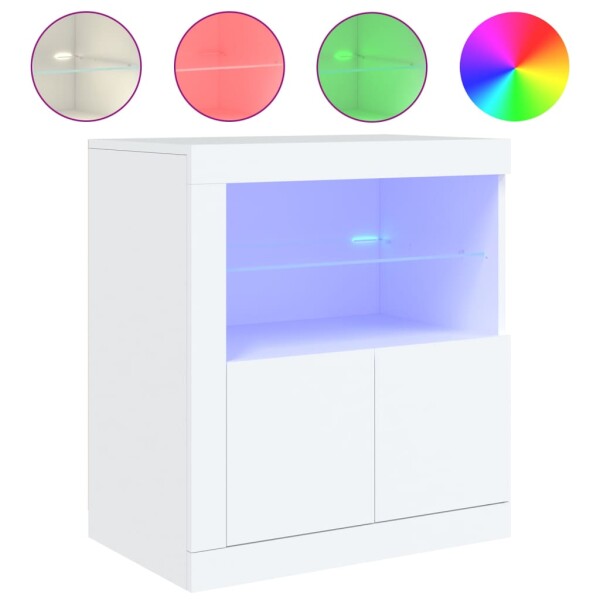 vidaXL Sideboard mit LED-Beleuchtung Wei&szlig; 60,5x37x67 cm