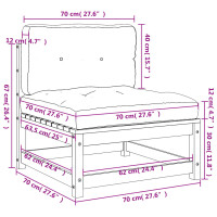 vidaXL Gartensofas ohne Armlehnen mit Kissen 2 Stk. Massivholz Kiefer