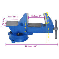 vidaXL Schraubstock Blau 125 mm Gusseisen