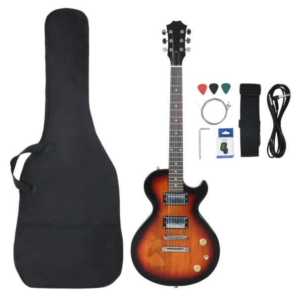 vidaXL E-Gitarre f&uuml;r Anf&auml;nger mit Tasche Braun und Schwarz 4/4 39&quot;