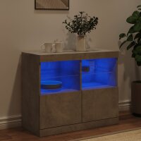 vidaXL Sideboard mit LED-Leuchten Betongrau 81x37x67 cm