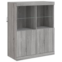 vidaXL Sideboard mit LED-Leuchten Grau Sonoma 81x37x100 cm