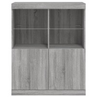 vidaXL Sideboard mit LED-Leuchten Grau Sonoma 81x37x100 cm