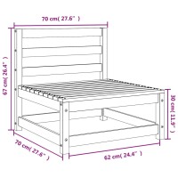 vidaXL Gartensofas ohne Armlehnen 3 Stk. 70x70x67 cm Massivholz Kiefer