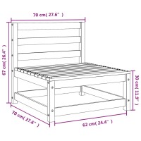 vidaXL Gartensofas ohne Armlehnen 2 Stk. 70x70x67 cm Massivholz Kiefer