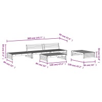 vidaXL 5-tlg. Garten-Lounge-Set Grau Massivholz Kiefer