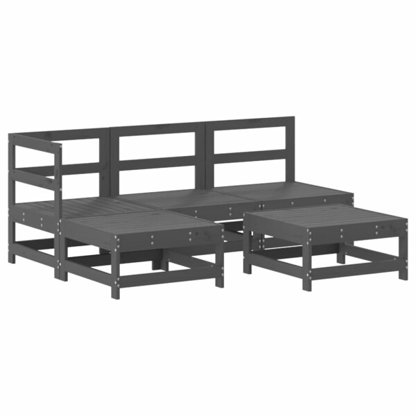 vidaXL 5-tlg. Garten-Lounge-Set Grau Massivholz Kiefer