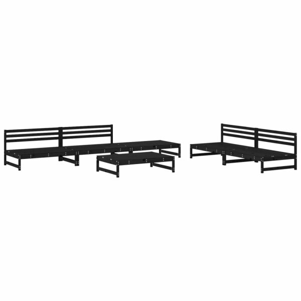 vidaXL 6-tlg. Garten-Lounge-Set Schwarz Massivholz Kiefer