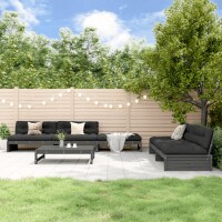 vidaXL 6-tlg. Garten-Lounge-Set Grau Massivholz Kiefer