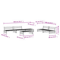 vidaXL 6-tlg. Garten-Lounge-Set Grau Massivholz Kiefer