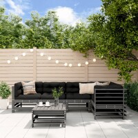 vidaXL 6-tlg. Garten-Lounge-Set Grau Massivholz Kiefer