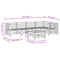 vidaXL 6-tlg. Garten-Lounge-Set Grau Massivholz Kiefer