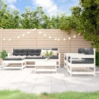 vidaXL 7-tlg. Garten-Lounge-Set Wei&szlig; Massivholz Kiefer