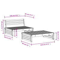 vidaXL 2-tlg. Garten-Lounge-Set Grau Massivholz Kiefer