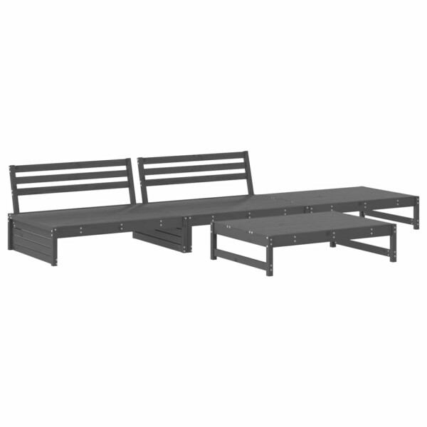 vidaXL 4-tlg. Garten-Lounge-Set Grau Massivholz Kiefer