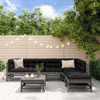 vidaXL 7-tlg. Garten-Lounge-Set Grau Massivholz Kiefer