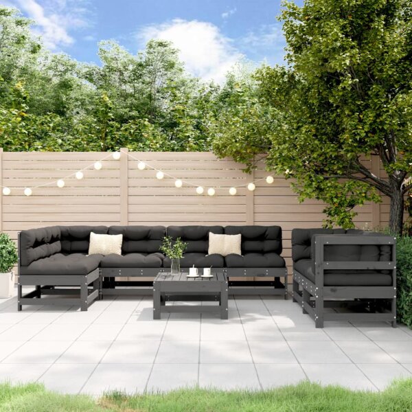 vidaXL 8-tlg. Garten-Lounge-Set Grau Massivholz Kiefer