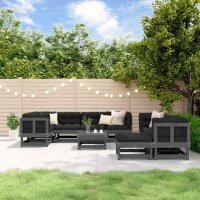 vidaXL 10-tlg. Garten-Lounge-Set Grau Massivholz Kiefer