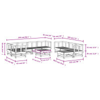 vidaXL 10-tlg. Garten-Lounge-Set Grau Massivholz Kiefer