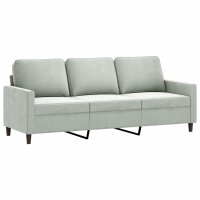 vidaXL 3-Sitzer-Sofa mit Hocker Hellgrau 180 cm Samt