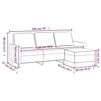 vidaXL 3-Sitzer-Sofa mit Hocker Hellgrau 180 cm Samt