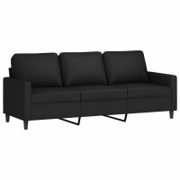 vidaXL 3-Sitzer-Sofa mit Hocker Schwarz 180 cm Samt