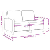 vidaXL 2-Sitzer-Sofa Hellgrau 140 cm Samt