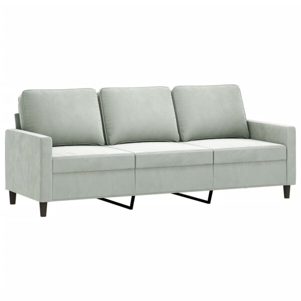 vidaXL 3-Sitzer-Sofa Hellgrau 180 cm Samt