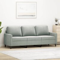 vidaXL 3-Sitzer-Sofa Hellgrau 180 cm Samt