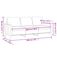 vidaXL 3-Sitzer-Sofa Hellgrau 180 cm Samt