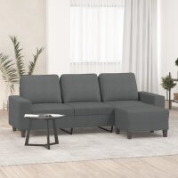 vidaXL 3-Sitzer-Sofa mit Hocker Dunkelgrau 180 cm Stoff