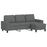 vidaXL 3-Sitzer-Sofa mit Hocker Dunkelgrau 180 cm Stoff