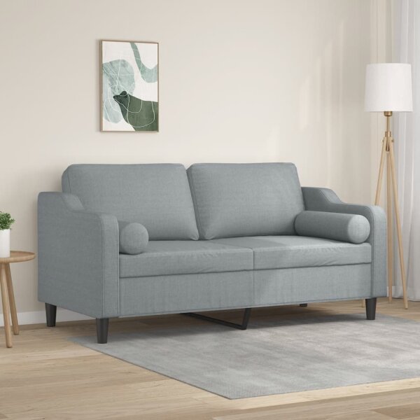 vidaXL 2-Sitzer-Sofa mit Zierkissen Hellgrau 140 cm Stoff