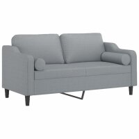 vidaXL 2-Sitzer-Sofa mit Zierkissen Hellgrau 140 cm Stoff