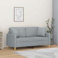 vidaXL 2-Sitzer-Sofa mit Zierkissen Hellgrau 140 cm Stoff