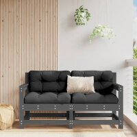 vidaXL Garten-Ecksofas 2 Stk. Grau Massivholz Kiefer