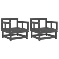 vidaXL Gartenstühle 2 Stk. Grau Massivholz Kiefer