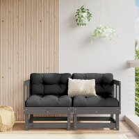 vidaXL Garten-Ecksofas 2 Stk. Grau Massivholz Kiefer