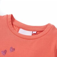 Kinder-T-Shirt mit R&uuml;schen&auml;rmeln Korallenrosa 116