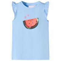 Kinder-T-Shirt mit R&uuml;schen&auml;rmeln Hellblau 128