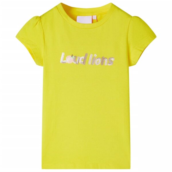 Kinder-T-Shirt mit Fl&uuml;gel&auml;rmeln Knallgelb 140