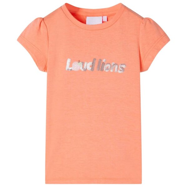 Kinder-T-Shirt mit Fl&uuml;gel&auml;rmeln Neonorange 140