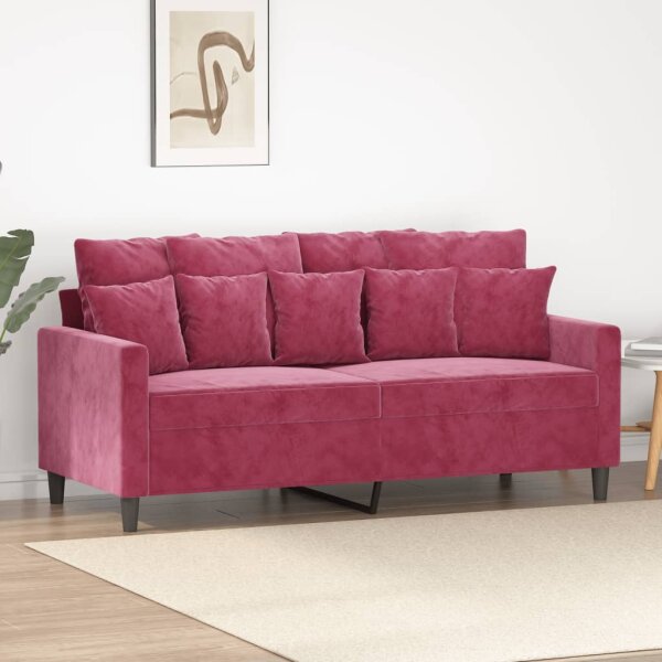 vidaXL 2-Sitzer-Sofa Weinrot 140 cm Samt