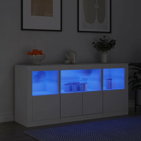 vidaXL Sideboard mit LED-Leuchten Wei&szlig; 142,5x37x67 cm