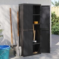 vidaXL Gartenschrank Schwarz 65x37x165 cm PP