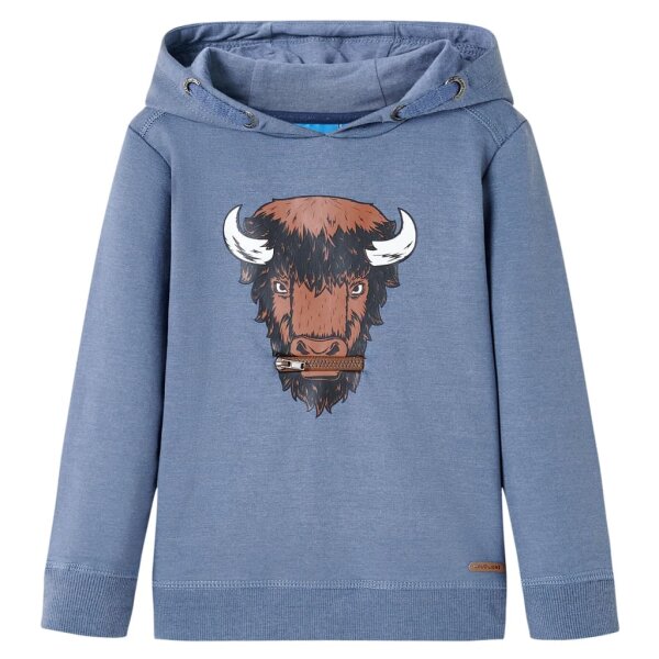 Kinder-Kapuzenpullover Blau Melange 140