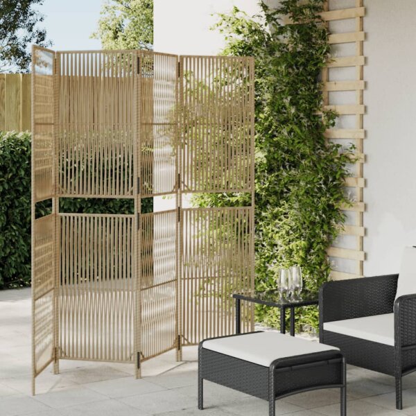 vidaXL Paravent 4-tlg. Beige Poly Rattan